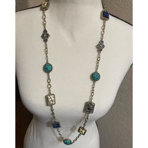 Silver Tone Necklace, 34”